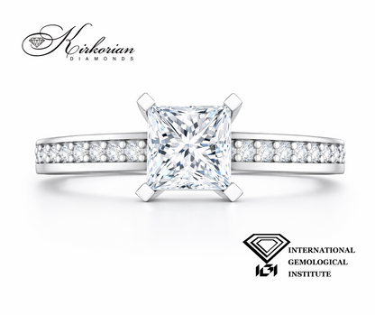 Годежен пръстен Princess 1.33 ct E VS1 лабораторно отгледан диамант | Бяло злато 14К | IGI | SJR55517PR