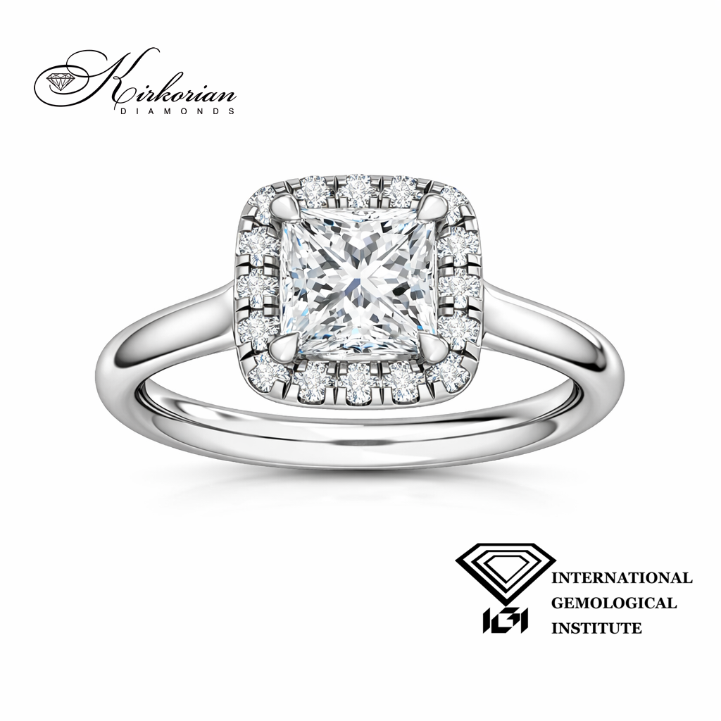 Годежен пръстен Princess 1.29 ct лабораторно отгледан диамант бяло злато 14К