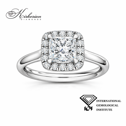 Годежен пръстен Princess 1.29 ct лабораторно отгледан диамант бяло злато 14К