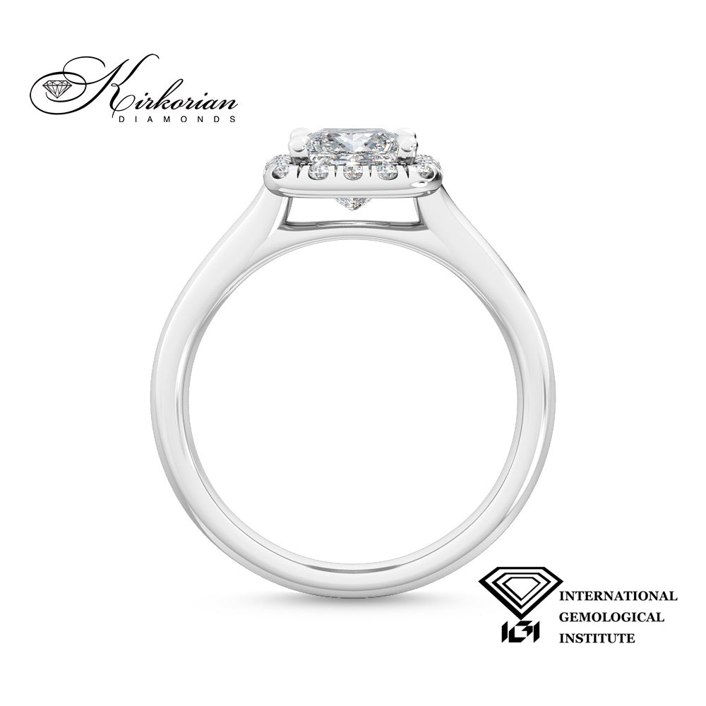 Годежен пръстен бяло злато 585 с Princess cut диамант