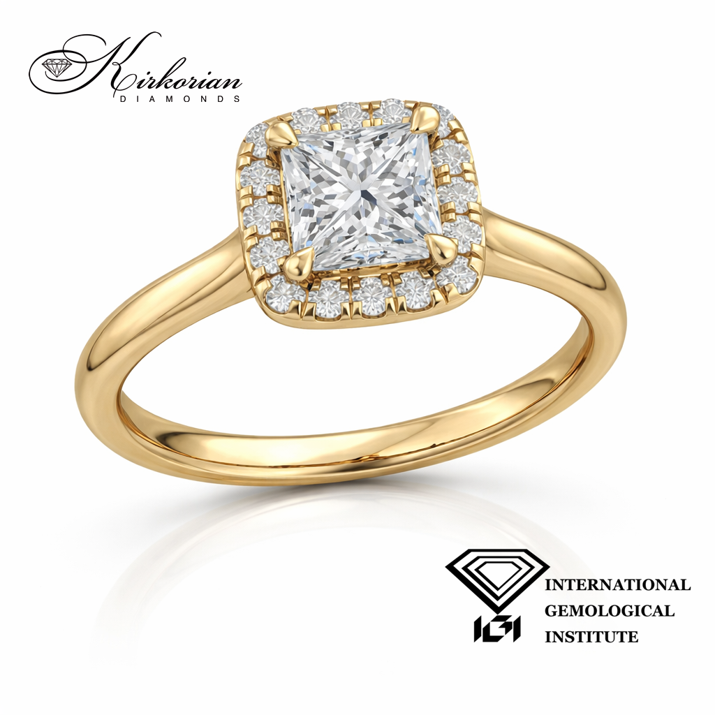 Princess диамант 1.11 ct E VS1 с ореол от брилянти