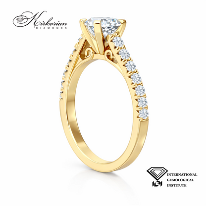 Пръстен от жълто злато с централен лабораторен диамант 0.70 ct E/F