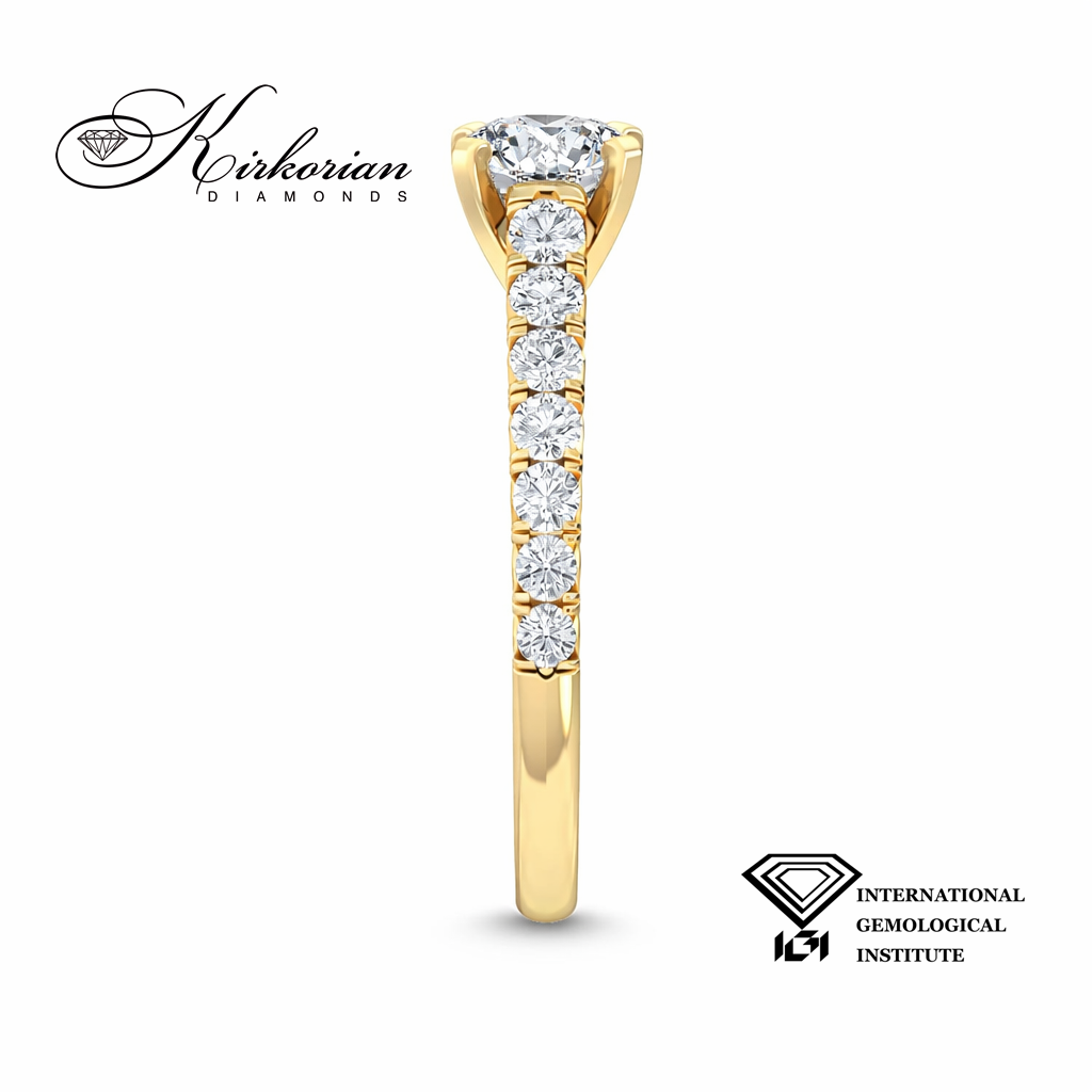 Луксозен годежен пръстен от жълто злато 585 с диаманти 1.19 ct