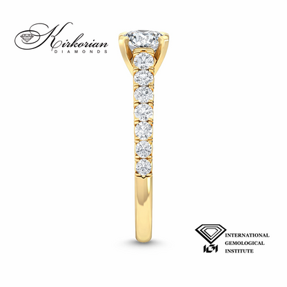 Луксозен годежен пръстен от жълто злато 585 с диаманти 1.19 ct