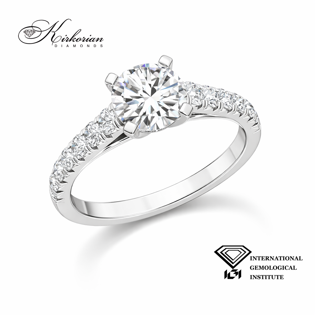 Пръстен от бяло злато с централен лабораторен диамант 0.71 ct E/F