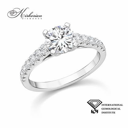 Пръстен от бяло злато с централен лабораторен диамант 0.71 ct E/F