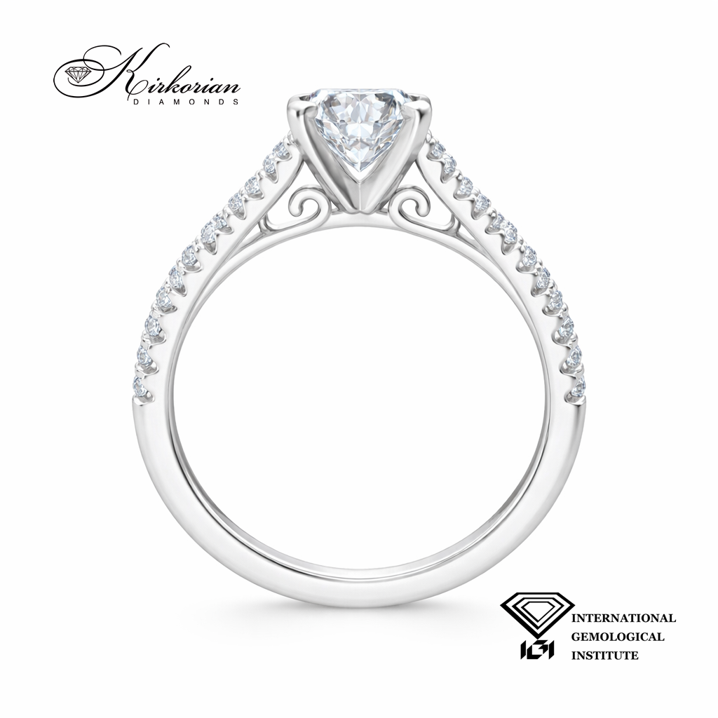 Луксозен годежен пръстен от бяло злато 585 с диаманти 1.20 ct
