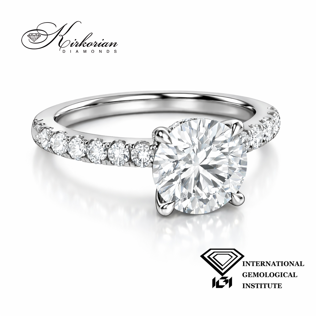 страничен профил годежен пръстен 1.46 ct лабораторно създадени диаманти бяло злато