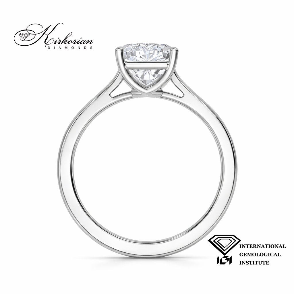 Заден изглед на годежен пръстен Emerald Cut 1.59 ct бяло злато 14К
