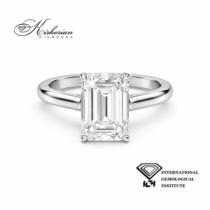 Годежен пръстен Emerald Cut 1.59 ct IGI E VS2 от бяло злато 14К