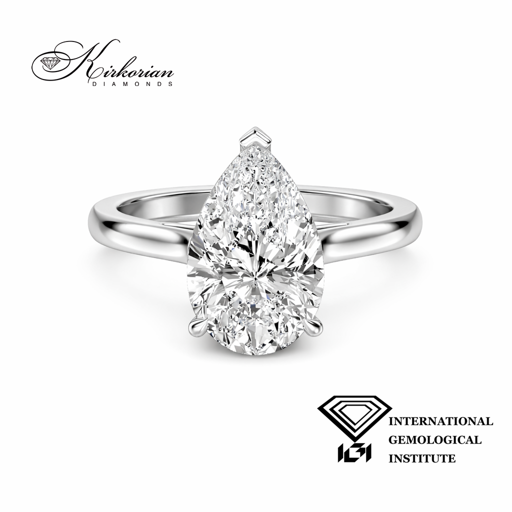 Годежен пръстен Pear 1.51 ct IGI F VS1 от бяло злато 14К Lab Grown