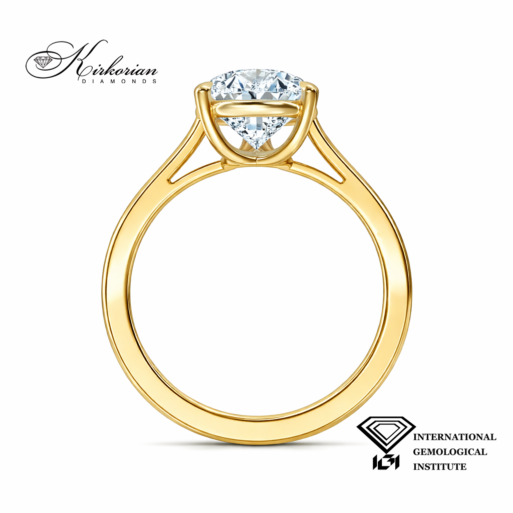 Профил на годежен пръстен 1.51 ct Pear от жълто злато 585 солитер