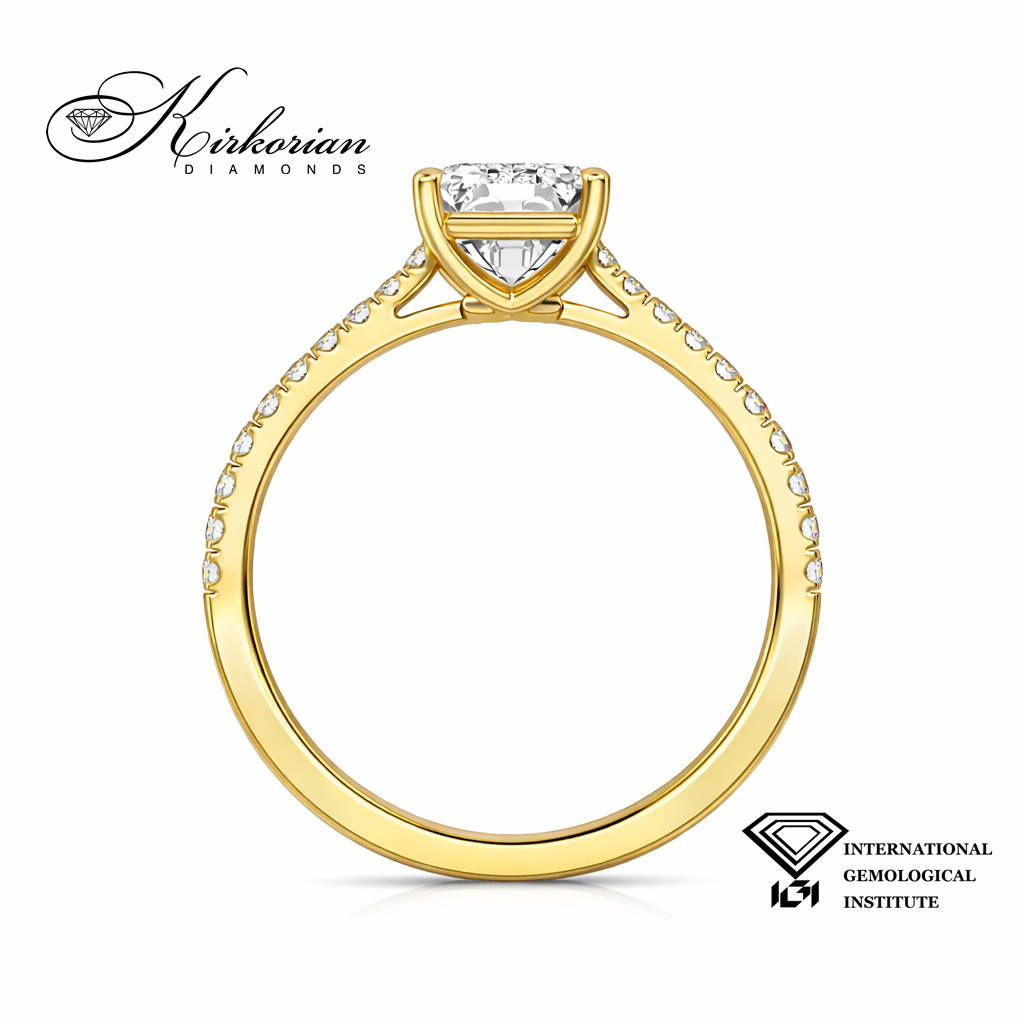 Профил на годежен пръстен с Emerald диамант 1.71 ct общо