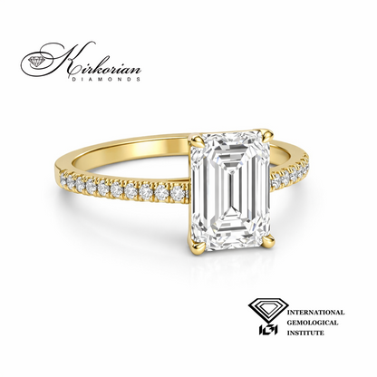 Луксозен годежен пръстен Emerald 1.57 ct жълто злато