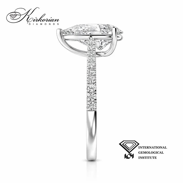 Годежен пръстен Pear 1.52 ct IGI F VS1 от бяло злато 14К – 1.68 ct общо SJR60502PEB