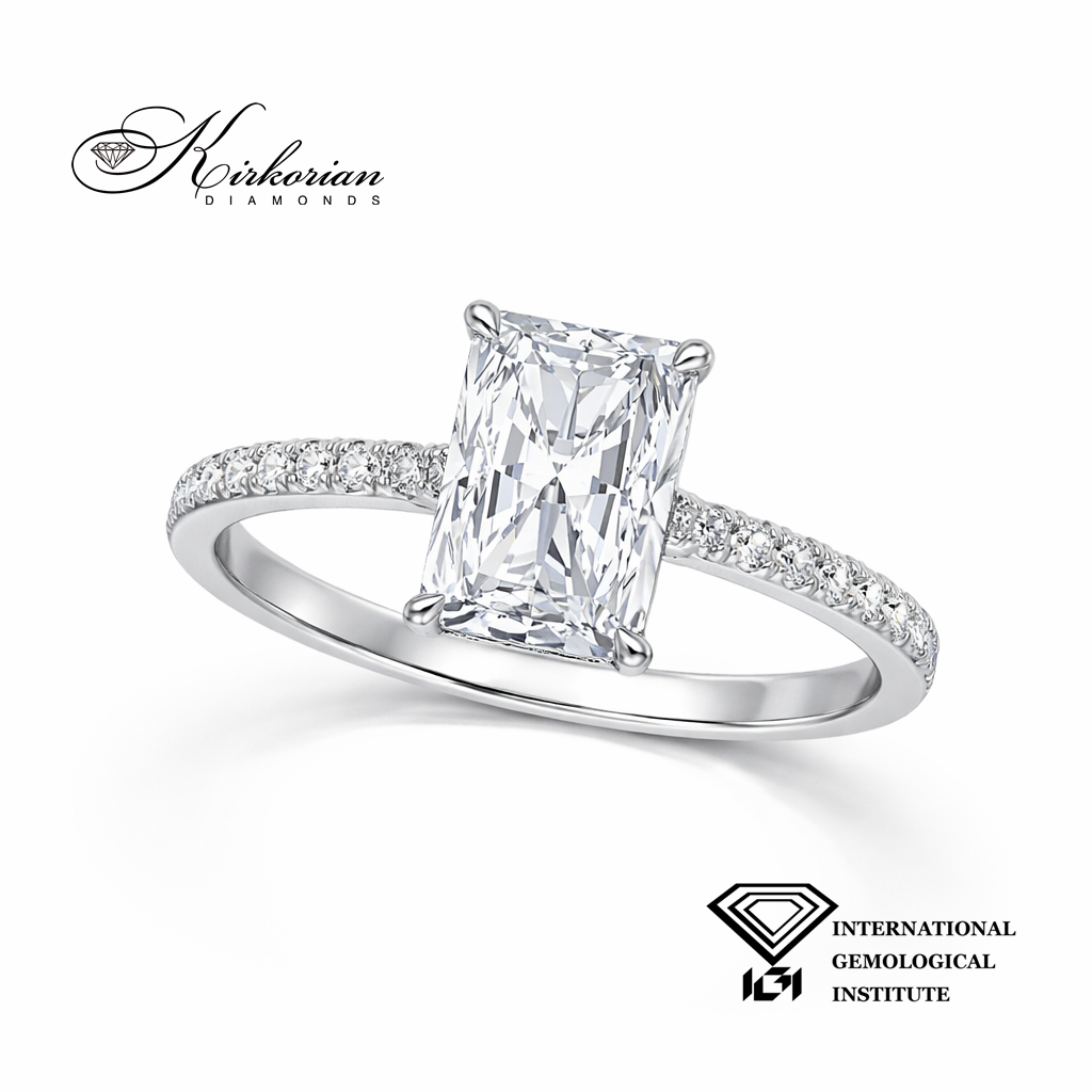 Лабораторно отгледан Radiant диамант в бяло злато 585