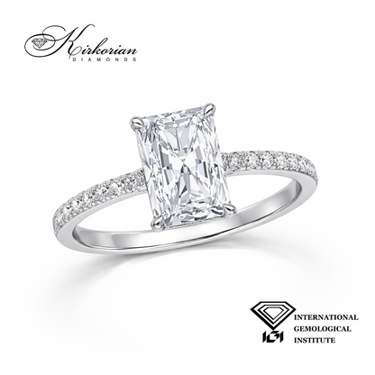 Годежен пръстен с Radiant лабораторно отгледан диамант 1.72 ct бяло злато 14К