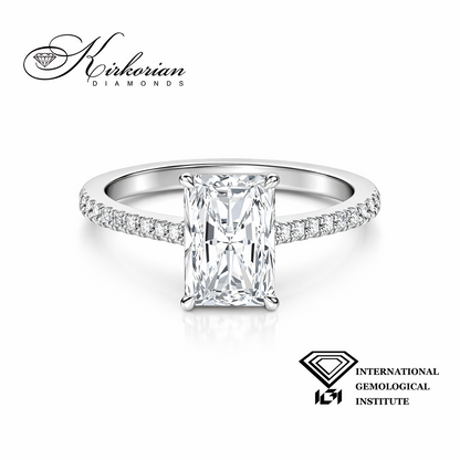 Radiant диамант 1.57 ct D VVS2 годежен пръстен IGI