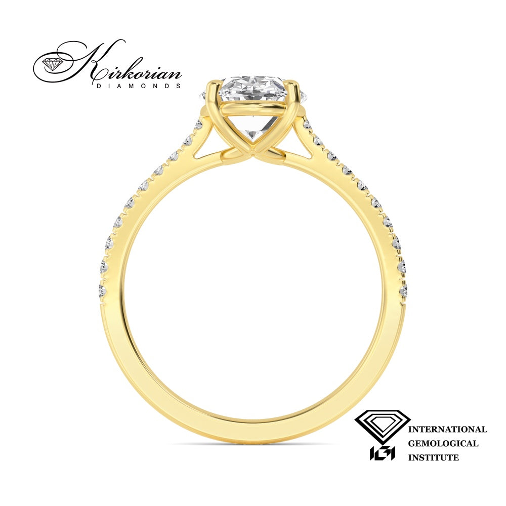 Годежен пръстен Oval 1.70 ct D VS1 лабораторно отгледан диамант | Жълто злато 14К | IGI | SJR60541OVG