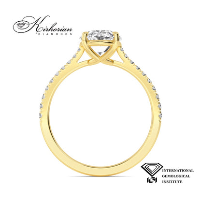 Годежен пръстен Oval 1.70 ct D VS1 лабораторно отгледан диамант | Жълто злато 14К | IGI | SJR60541OVG
