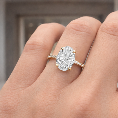 Годежен пръстен Oval 1.70 ct D VS1 лабораторно отгледан диамант | Жълто злато 14К | IGI | SJR60541OVG