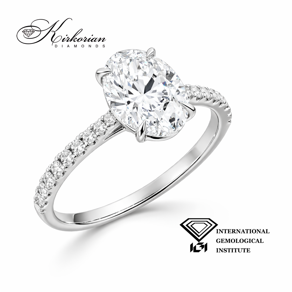 Oval 1.60 ct D VS1 IGI бяло злато 14К