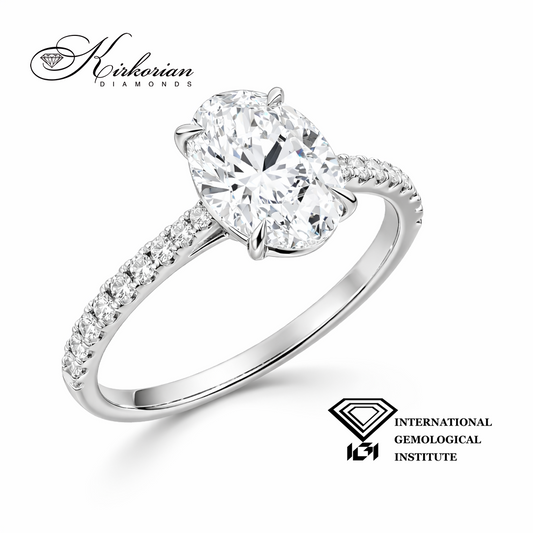 Oval 1.60 ct D VS1 IGI бяло злато 14К