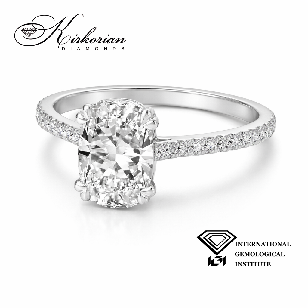 "Годежен пръстен с овален диамант 14К бяло злато – луксозен модел с IGI сертификат"