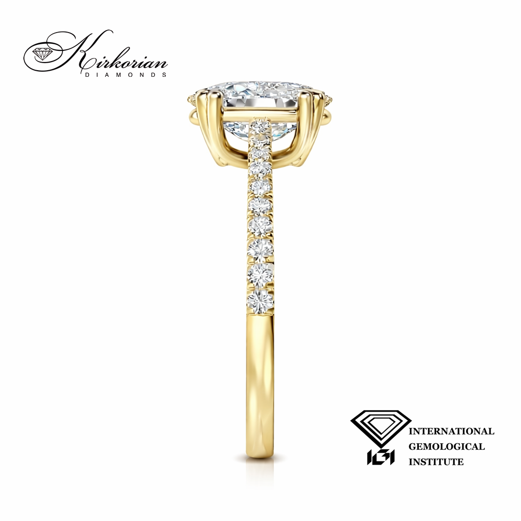 Профил на годежен пръстен 14К жълто злато с лабораторен диамант 1.77 ct