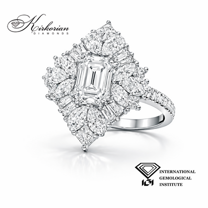 Годежен пръстен бяло злато 585 с Emerald център
