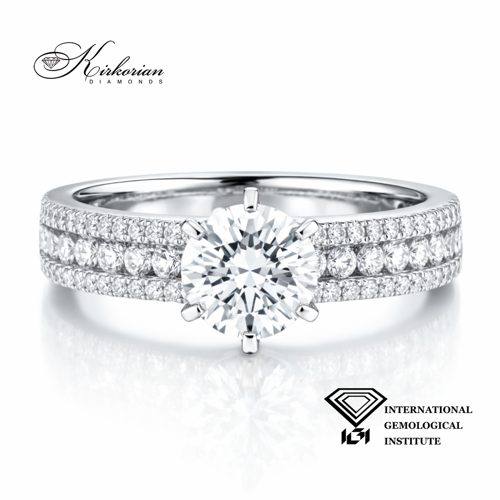 годежен пръстен с диамант 0.80 ct F VVS2 IGI от бяло злато 18K модел T111