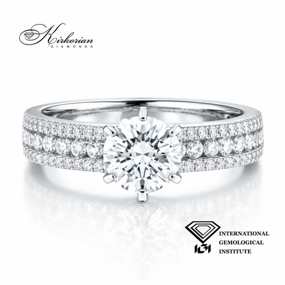 годежен пръстен с диамант 0.80 ct F VVS2 IGI от бяло злато 18K модел T111