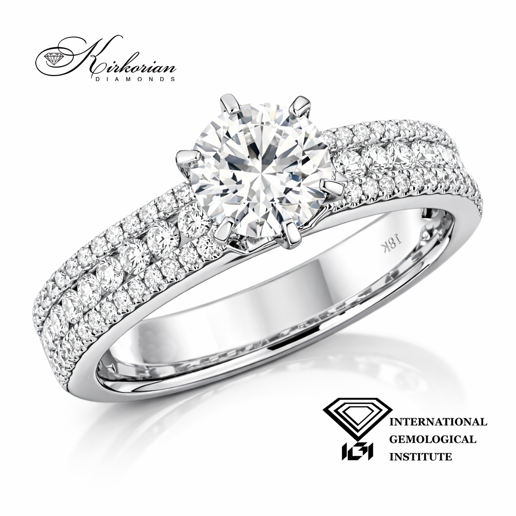 луксозен диамантен годежен пръстен 1.26 ct с централен диамант 0.80 ct