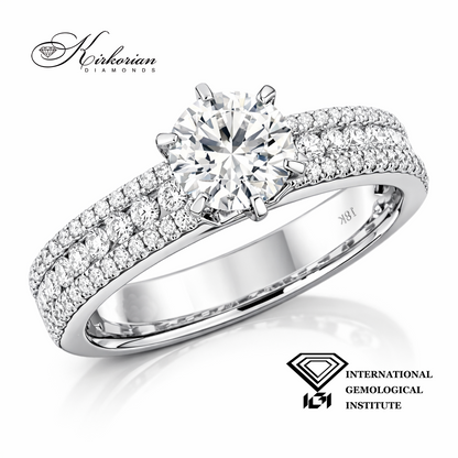 луксозен диамантен годежен пръстен 1.26 ct с централен диамант 0.80 ct