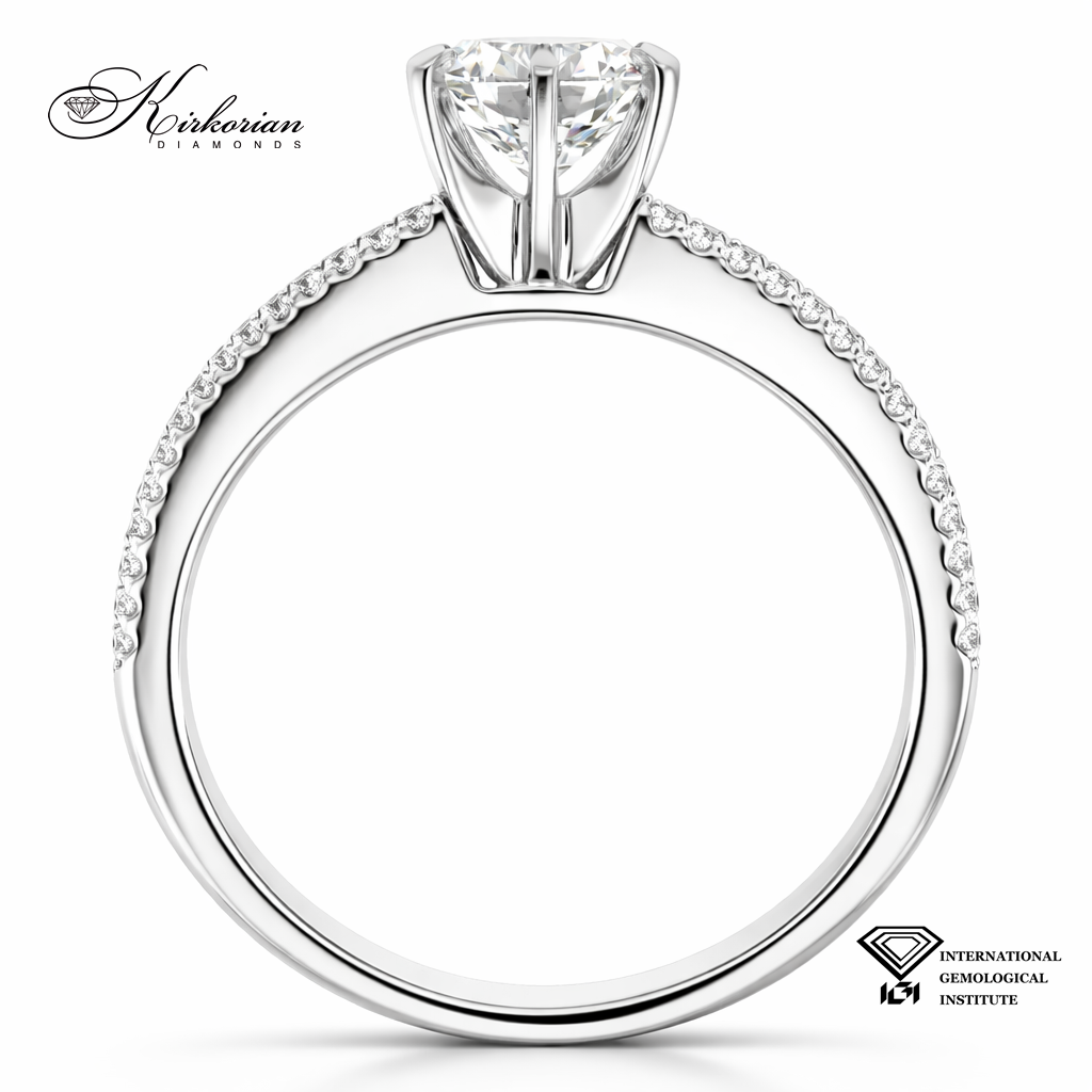 профил на годежен пръстен с диаманти 1.26 ct от бяло злато 18K