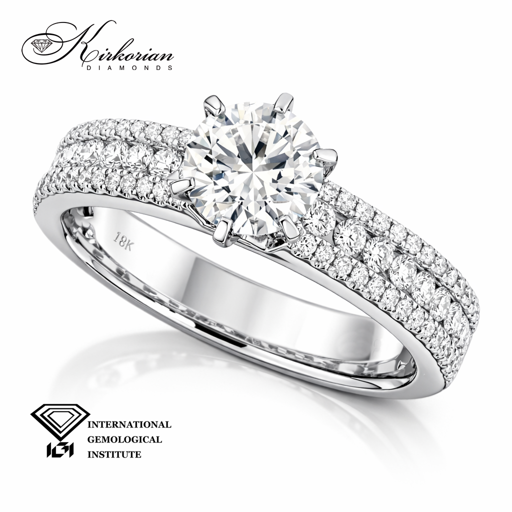 годежен пръстен с централен диамант 0.80 ct и диаманти 0.46 ct