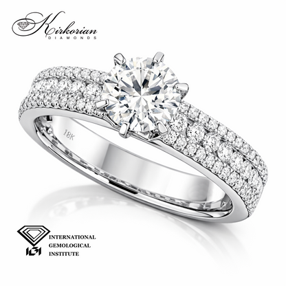 годежен пръстен с централен диамант 0.80 ct и диаманти 0.46 ct