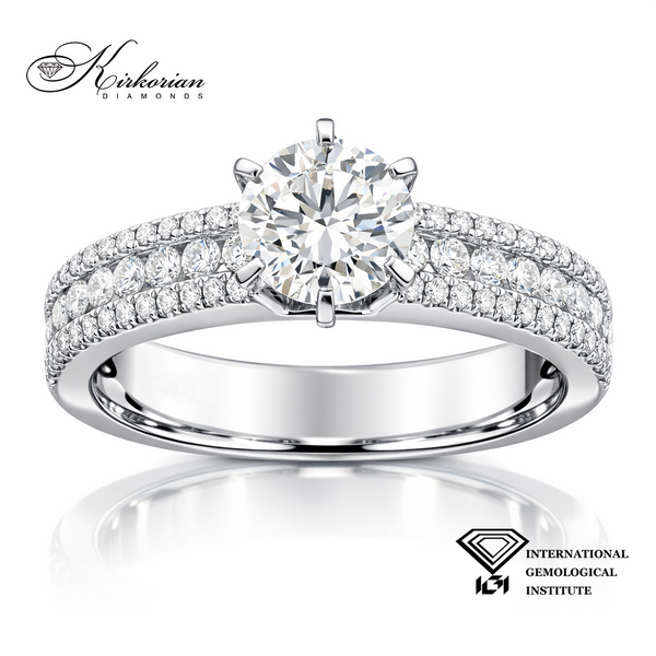 Луксозен годежен пръстен с диамант 0.80 ct F VVS2 IGI от бяло злато 18K – 1.26 ct диаманти T111