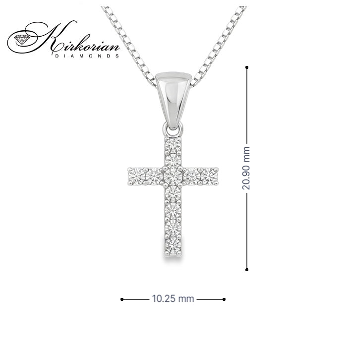 Кръст 14к. с Диаманти 0.165 Карата - VS005 | Бяло Злато | Kirkorian Diamonds