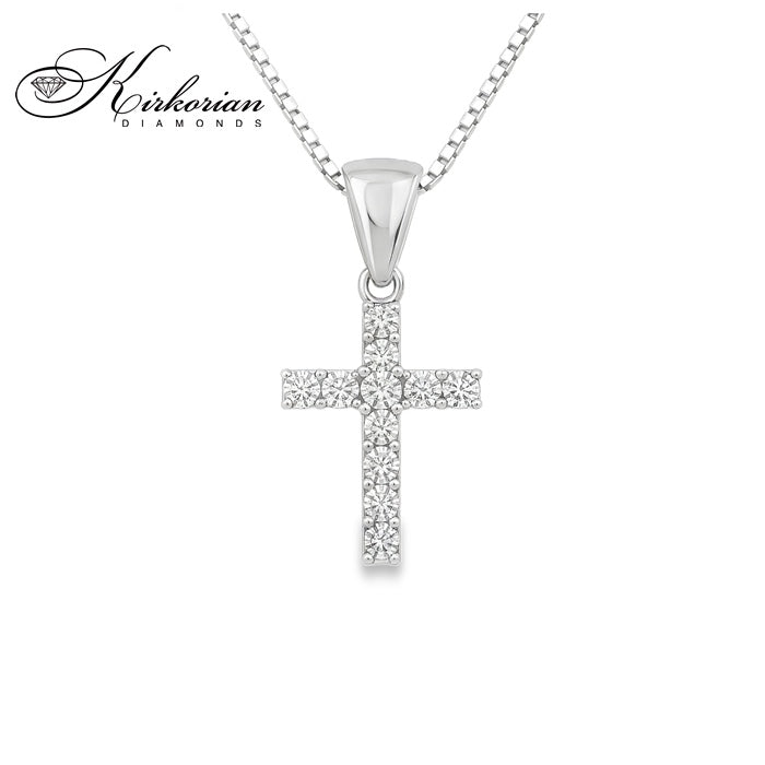 Кръст 14к. с Диаманти 0.165 Карата - VS005 | Бяло Злато | Kirkorian Diamonds