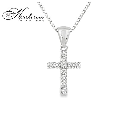 Кръст 14к. с Диаманти 0.165 Карата - VS005 | Бяло Злато | Kirkorian Diamonds