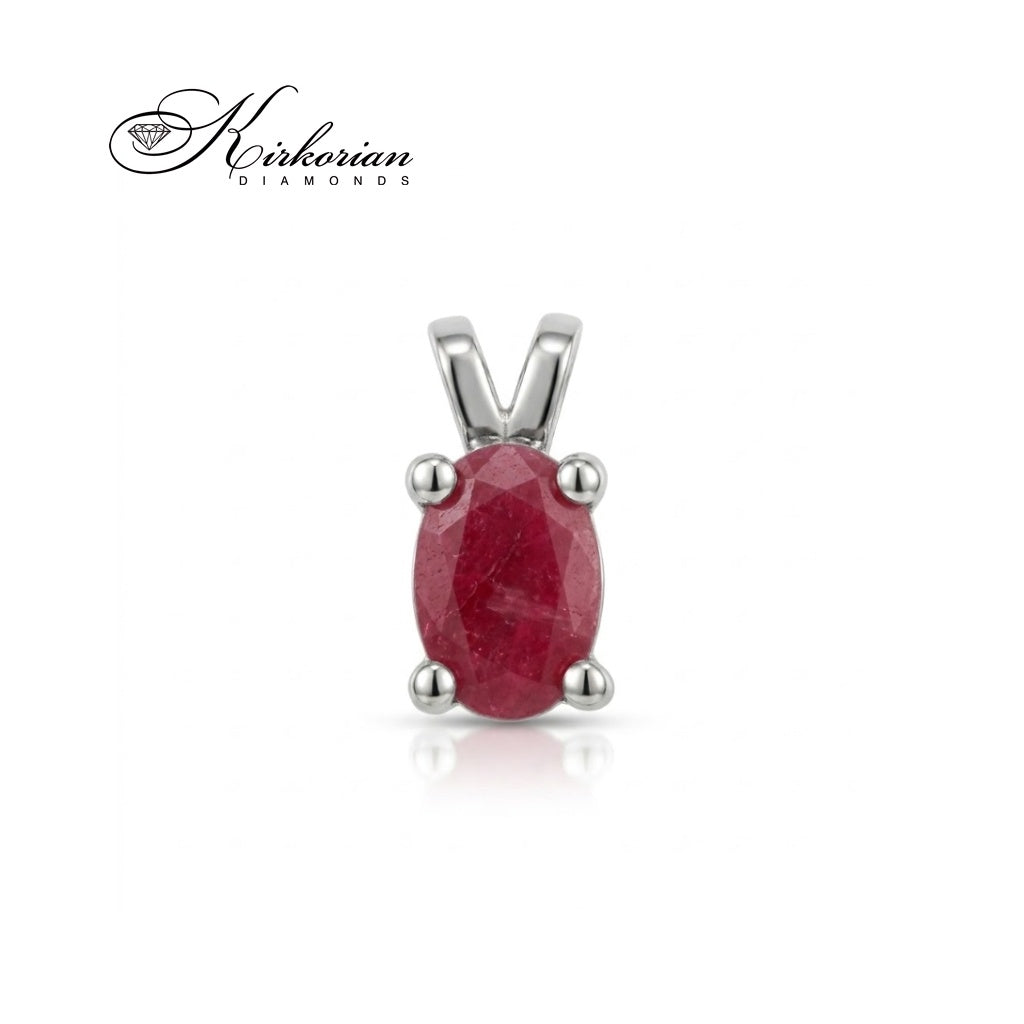 Златна висулка от бяло злато 14К с естествен рубин 0,75 ct – за зодия Лъв | VS02RBB
