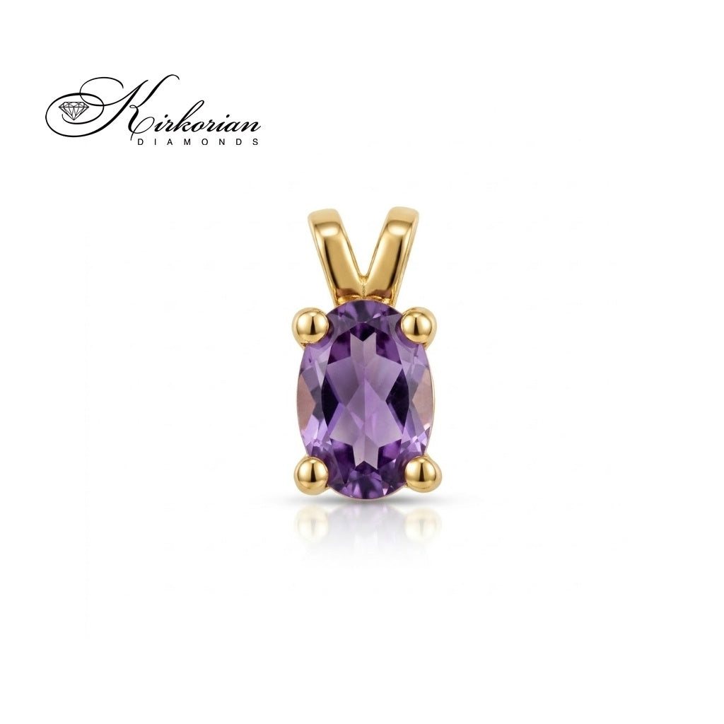 Златна висулка от жълто злато 14К с естествен аметист 0,36 ct – за зодия Риби | VS03AM