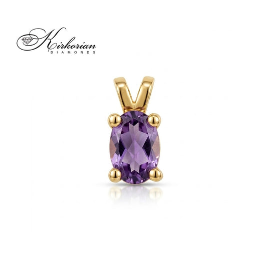 Златна висулка от жълто злато 14К с естествен аметист 0,36 ct – за зодия Риби | VS03AM