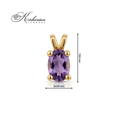 Златна висулка от жълто злато 14К с естествен аметист 0,36 ct – за зодия Риби | VS03AM