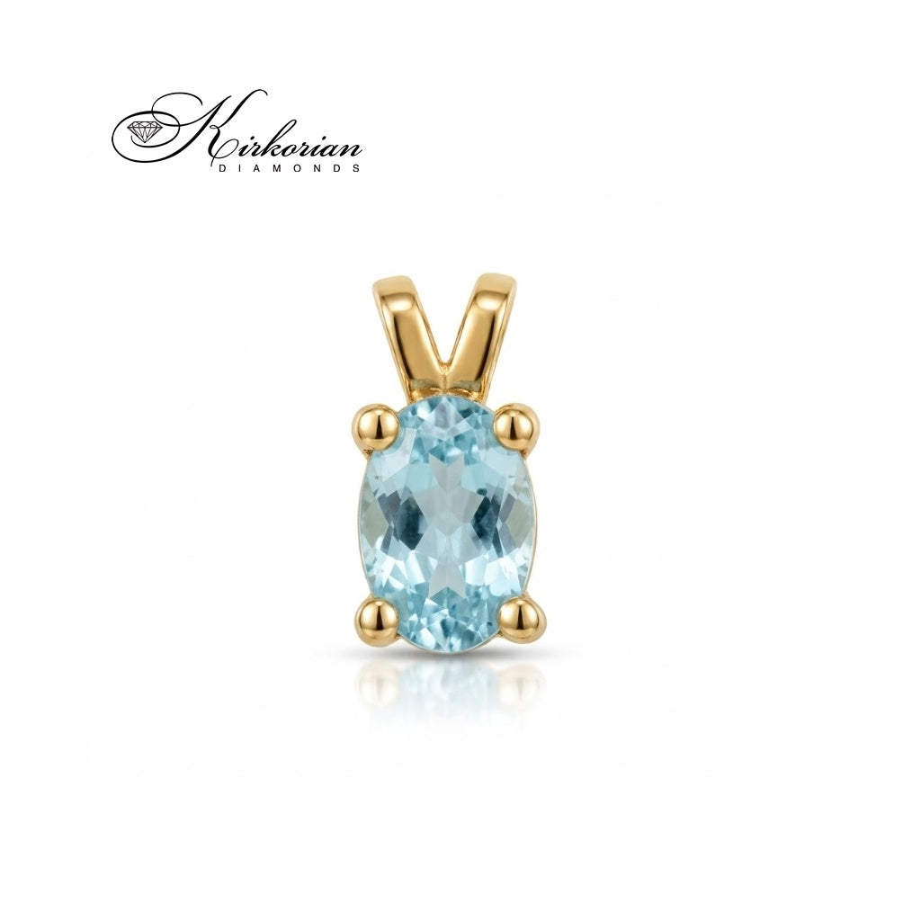 Златна висулка VS03AQ от 14К жълто злато с естествен овален аквамарин 0,38 ct