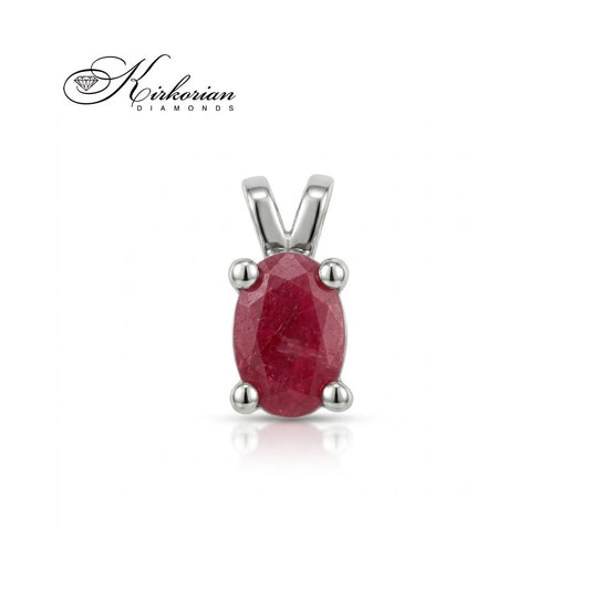 Златна висулка VS03RBB от 14К бяло злато с естествен овален рубин 0,48 ct