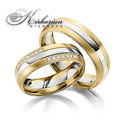 Венчални халки от бяло, жълто или розово злато с диаманти 0.21ct – модел WRD086