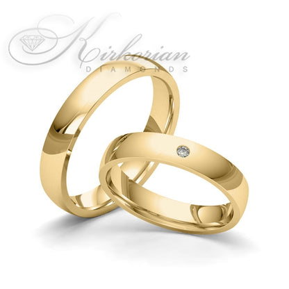 Класически венчални халки от злато с диамант 0.02ct – модел WRD083