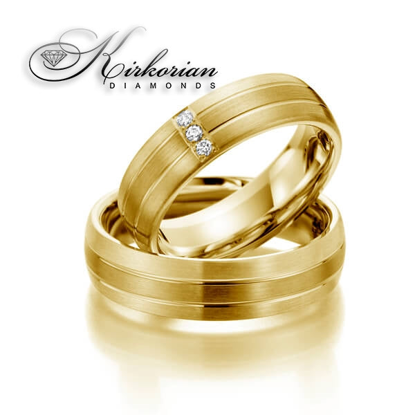 Венчални халки от бяло, жълто или розово злато с диаманти 0.045ct – модел WRD087